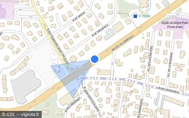 Vue plan de l'emplacement du radar fixe à Dijon
