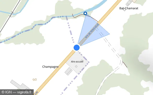 Vue plan de l'emplacement du radar fixe à Chancelade