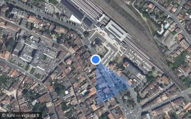 Vue satellite de l'emplacement du radar fixe à Marmande