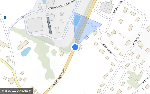 Vue plan de l'emplacement du radar fixe à Beaufort-Orbagna