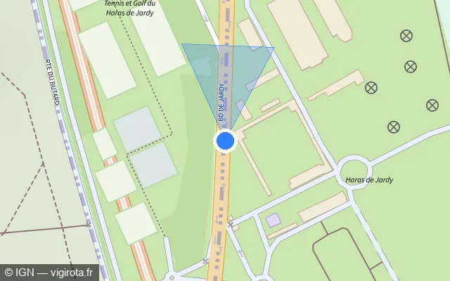 Vue plan de l'emplacement du radar fixe à Marnes-la-Coquette