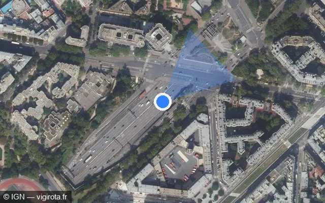 Vue satellite de l'emplacement du radar fixe à Levallois-Perret