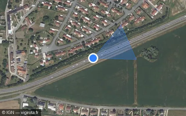 Vue satellite de l'emplacement du radar fixe à Châteauroux
