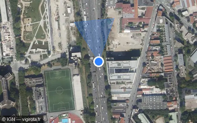 Vue satellite de l'emplacement du radar fixe à Bagnolet
