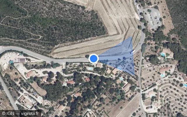 Vue satellite de l'emplacement du radar fixe à Le Beausset