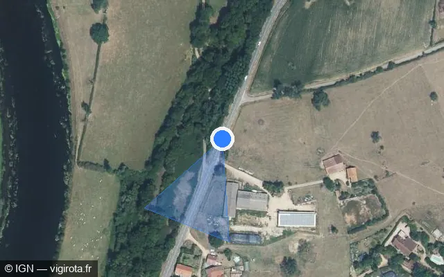 Vue satellite de l'emplacement du radar fixe à Saint-Martin-du-Lac