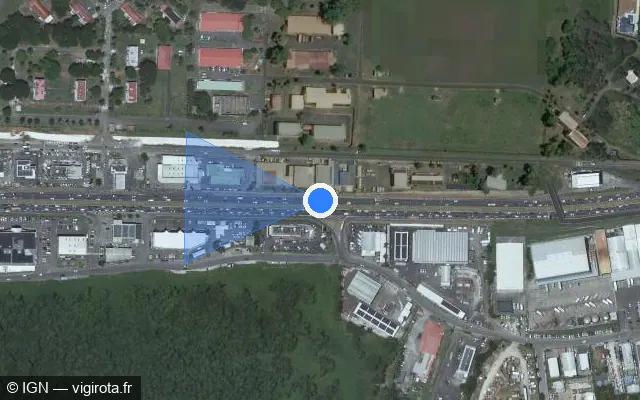 Vue satellite de l'emplacement du radar fixe à Pointe-à-Pitre