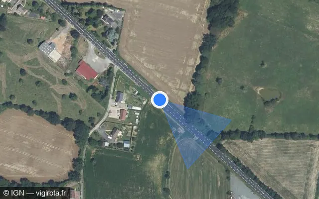Vue satellite de l'emplacement du radar fixe à Juvigny Val d'Andaine