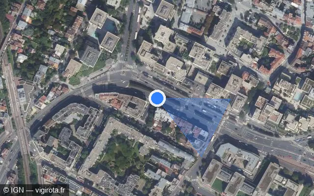 Vue satellite de l'emplacement du radar fixe à Suresnes