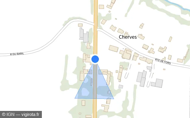 Vue plan de l'emplacement du radar fixe à Saint-Symphorien