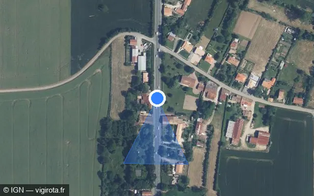Vue satellite de l'emplacement du radar fixe à Saint-Symphorien