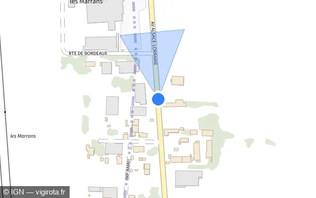 Vue plan de l'emplacement du radar fixe à Tarbes