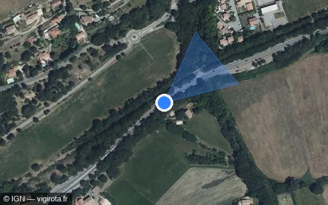 Vue satellite de l'emplacement du radar fixe à Mallemoisson