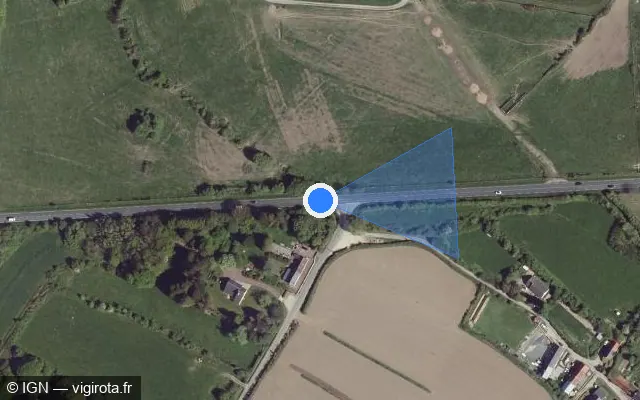 Vue satellite de l'emplacement du radar fixe à Maupertus-sur-Mer