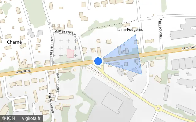 Vue plan de l'emplacement du radar fixe à Ernée