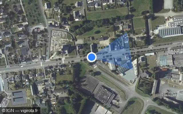 Vue satellite de l'emplacement du radar fixe à Ernée