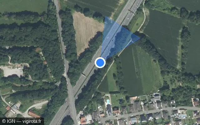 Vue satellite de l'emplacement du radar fixe à Mundolsheim