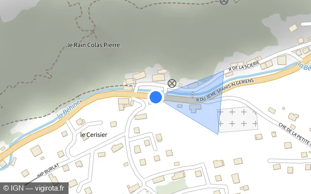Vue plan de l'emplacement du radar fixe à Le Bonhomme