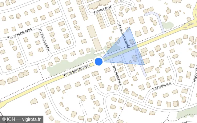 Vue plan de l'emplacement du radar fixe à Wettolsheim