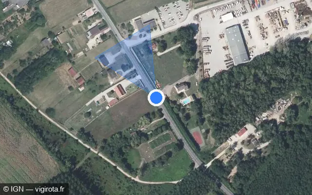 Vue satellite de l'emplacement du radar fixe à Épervans