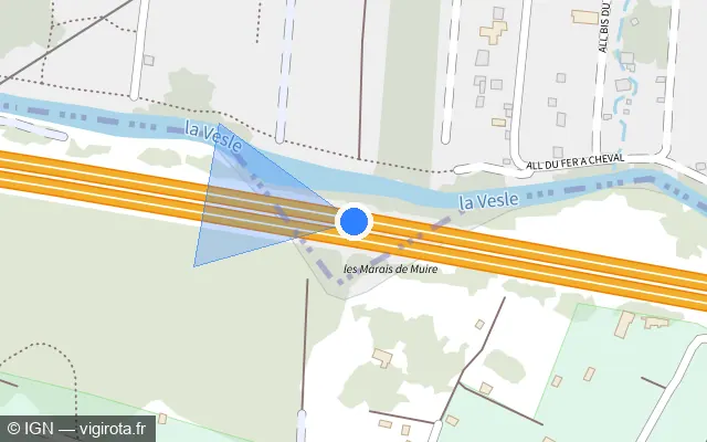 Vue plan de l'emplacement du radar fixe à Tinqueux