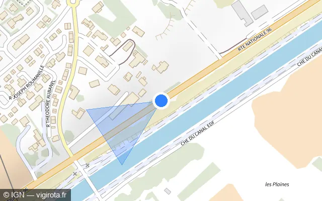 Vue plan de l'emplacement du radar fixe à Villeneuve