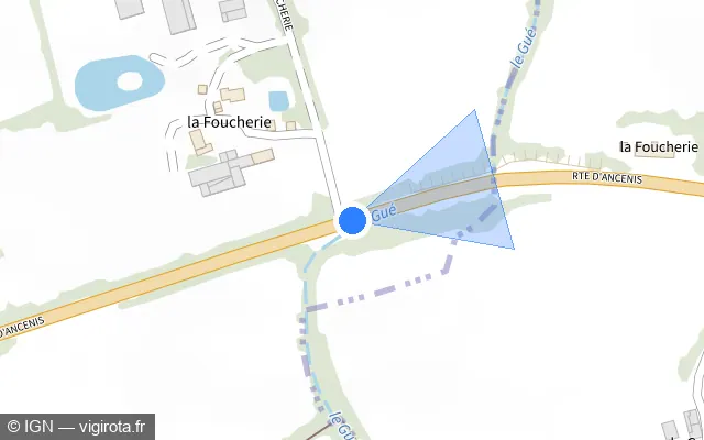 Vue plan de l'emplacement du radar fixe à Vair-sur-Loire