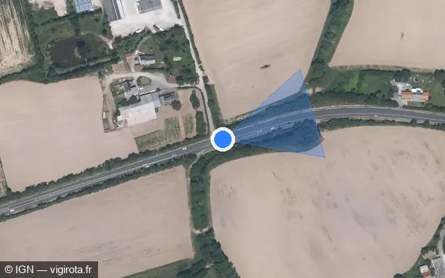 Vue satellite de l'emplacement du radar fixe à Vair-sur-Loire