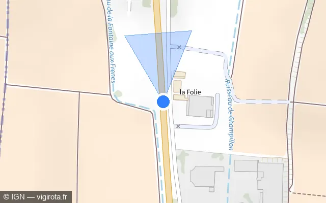Vue plan de l'emplacement du radar fixe à Dizy