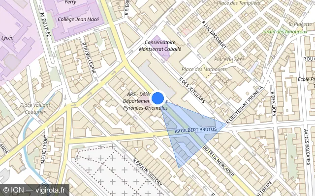 Vue plan de l'emplacement du radar fixe à Perpignan