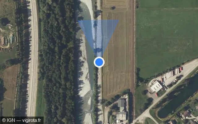 Vue satellite de l'emplacement du radar fixe à Les Chavannes-en-Maurienne