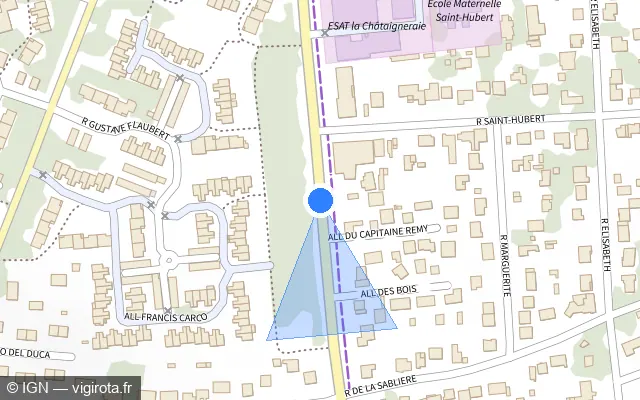 Vue plan de l'emplacement du radar fixe à Yerres