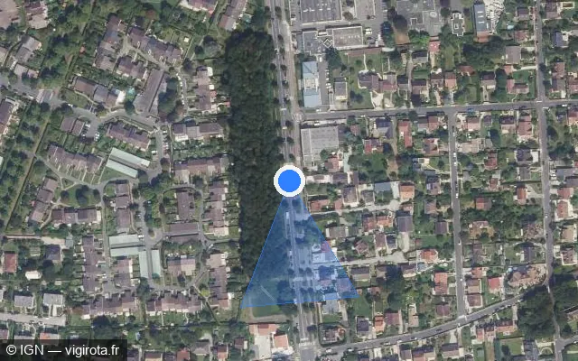 Vue satellite de l'emplacement du radar fixe à Yerres