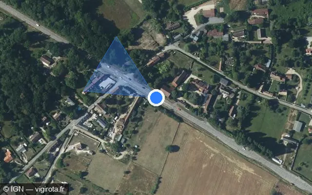 Vue satellite de l'emplacement du radar fixe à Le Val d'Hazey