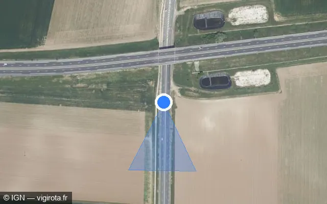 Vue satellite de l'emplacement du radar fixe à Chevilly