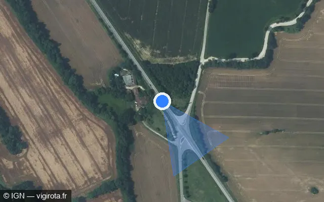 Vue satellite de l'emplacement du radar fixe à Jegun