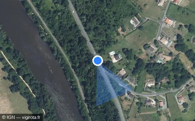Vue satellite de l'emplacement du radar fixe à Abrest