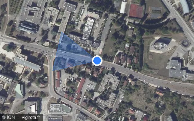 Vue satellite de l'emplacement du radar fixe à Saint-Apollinaire