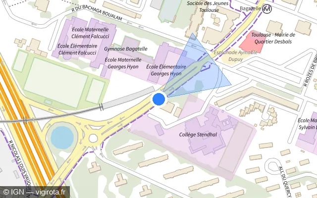Vue plan de l'emplacement du radar fixe à Toulouse