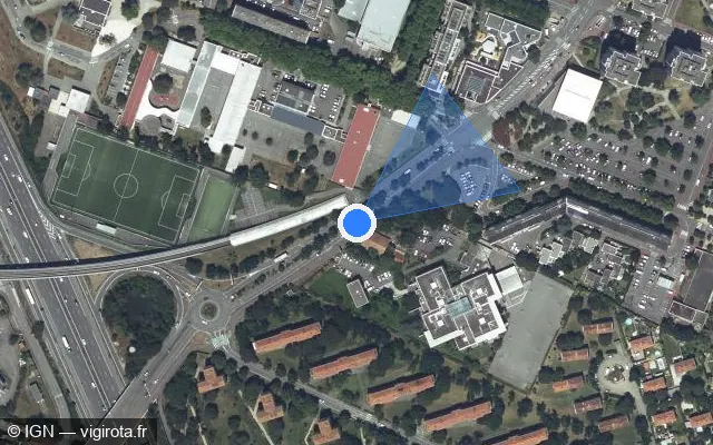 Vue satellite de l'emplacement du radar fixe à Toulouse