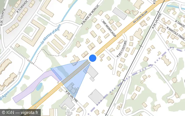 Vue plan de l'emplacement du radar fixe à Agen