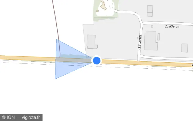 Vue plan de l'emplacement du radar fixe à Ayron