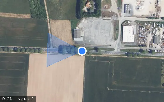 Vue satellite de l'emplacement du radar fixe à Ayron