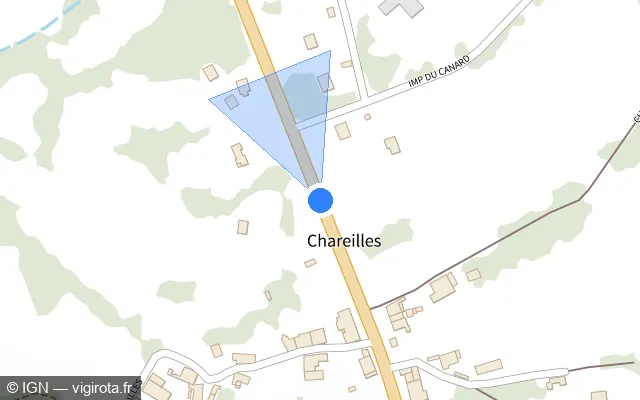 Vue plan de l'emplacement du radar fixe à Châlus