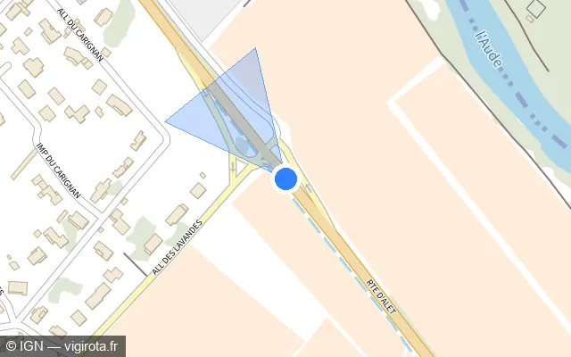 Vue plan de l'emplacement du radar fixe à Limoux