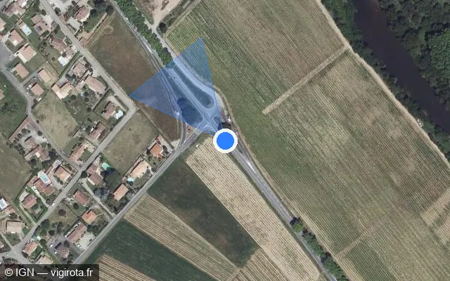 Vue satellite de l'emplacement du radar fixe à Limoux