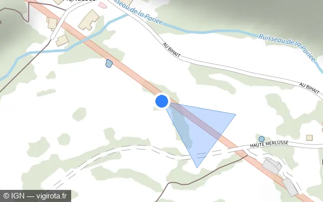 Vue plan de l'emplacement du radar fixe à Lusse