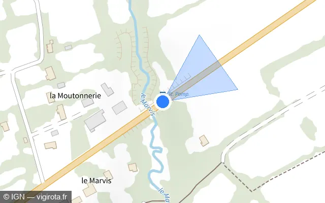 Vue plan de l'emplacement du radar fixe à Virandeville