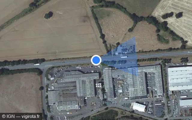 Vue satellite de l'emplacement du radar fixe à Coulans-sur-Gée