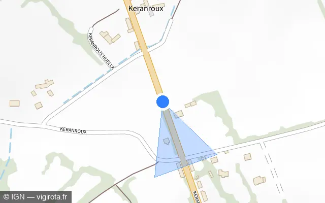 Vue plan de l'emplacement du radar fixe à Dirinon